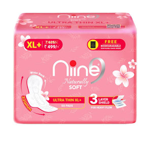 Niine Naturally Soft Ultra Thin XL+ Sanitary Napkin With 3 Layer Shield for HEAVY FLOW Sanitary Pad (Pack of 50)