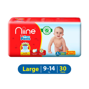 Niine Cottony Soft Baby Diaper Pants with Change Indicator for Overnight Protection (Pack of 2) Large size (60 Pants)