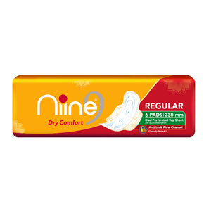 Niine Dry Comfort Sanitary Napkins Regular 6s (230mm) - Day and Night Protection