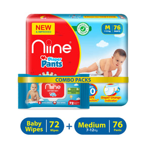 Baby Diaper medium size+baby wipes